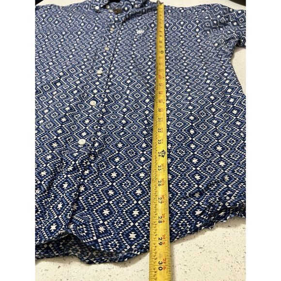 Ariat Men's Size XL Blue Short Sleeve Aztec Print Button Down Shirt With Stretch - Picture 5 of 8